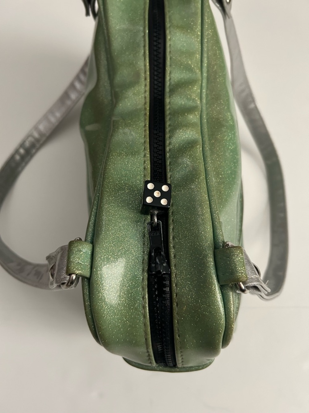 Trophy Queen Green Shoulder Bag with Silver Handles - Picture 9 of 12